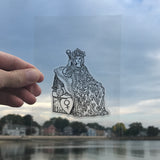 Transparent Vinyl Sticker of The Empress - Black lines