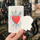Transparent Vinyl Sticker of the Three of Swords - White lines