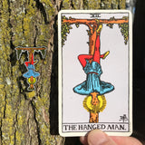 hanged man tarot pin and card