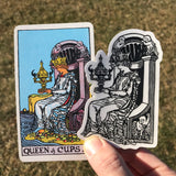 Transparent Vinyl Sticker of the Queen of Cups - Black lines