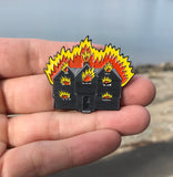The Witch House on Fire Enamel Pin