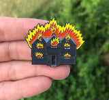 The Witch House on Fire Enamel Pin