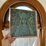 High Priestess Portrait - Dark Green/Pink/Yellow