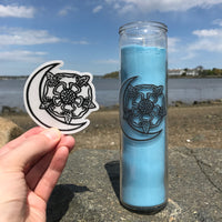 clear moon flower sticker on a candle