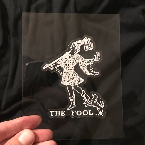 Transparent Vinyl Sticker of The Fool - White lines