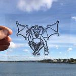 Transparent Vinyl Sticker of The Devil - Black lines