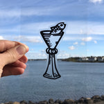 Transparent Vinyl Sticker of Page of Cups Fish - Black lines