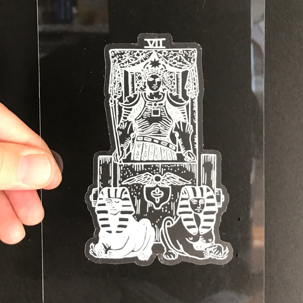 Transparent Vinyl Sticker of The Chariot - White lines