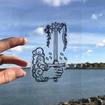 Transparent Vinyl Sticker of the Ace of Swords - Black lines