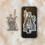 Transparent Vinyl Sticker of the Queen of Wands - Black lines