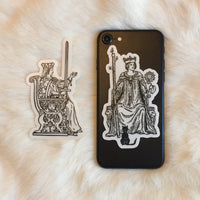 Transparent Vinyl Sticker of the Queen of Wands - White lines