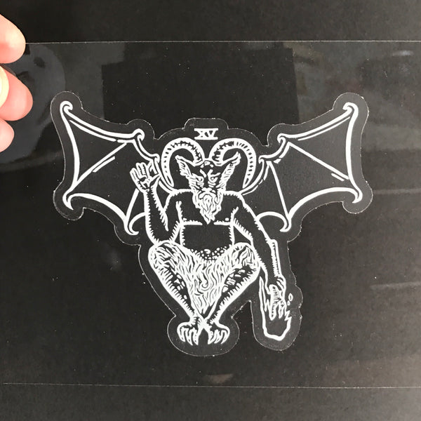 Transparent Vinyl Sticker of The Devil - White lines