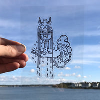 Transparent Vinyl Sticker of the Ace of Cups - Black lines