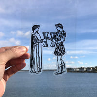 Transparent Vinyl Sticker of the Two of Cups - Black lines