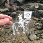 Transparent Vinyl Sticker of Death on Horsey - White lines