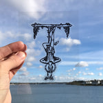 Transparent Vinyl Sticker of The Hanged Man - Black lines