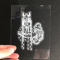 Transparent Vinyl Sticker of the Ace of Cups - White lines