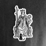 Transparent Vinyl Sticker of the Queen of Wands - Black lines