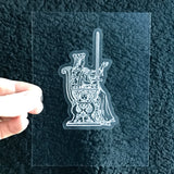 Transparent Vinyl Sticker of the Queen of Swords - White lines