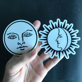 Transparent Vinyl Sticker of The Moon - Black lines