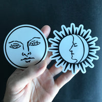 Transparent Vinyl Sticker of The Sun - Black lines