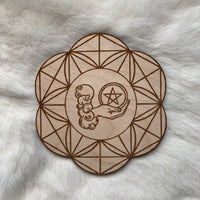 Wooden Crystal Grid - Ace of Pentacles