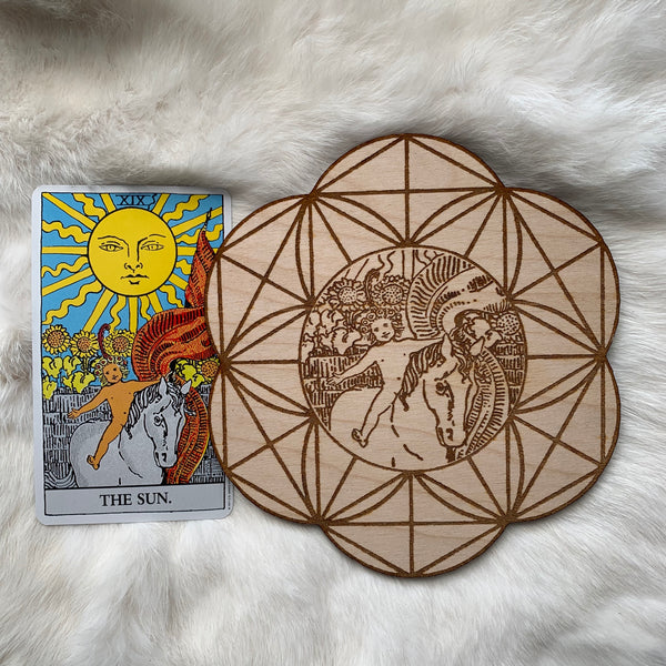 Wooden Crystal Grid - The Sun Child