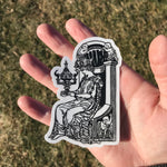 Transparent Vinyl Sticker of the Queen of Cups - Black lines