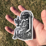 Transparent Vinyl Sticker of the Queen of Cups - Black lines