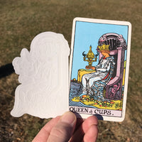 Transparent Vinyl Sticker of the Queen of Cups - White lines