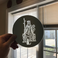 Etched circular mirror - Queen of Wands