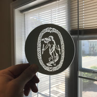 Etched small circular mirror - The World