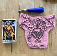 The Devil Tarot T-shirt — print from hand carved stamp