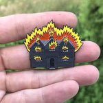 The Witch House on Fire Enamel Pin