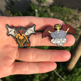 devil and angel tarot enamel pins