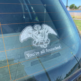 Transparent Vinyl Sticker of You’re all fuuucked Angel - White lines