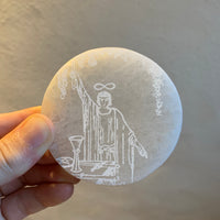 Engraved Selenite Disc - The Magician for Julius