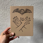 Hand Printed Beige Hard Cover Journal - Hands & Caduceus