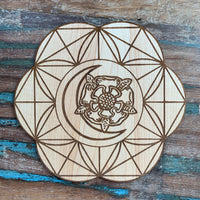 Wooden Crystal Grid - Death Flower Moon