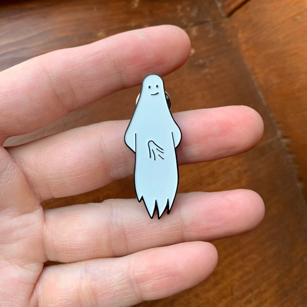 horny ghost with boner enamel pin