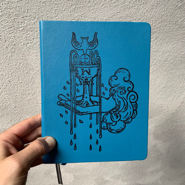 Hand Printed Blue Hard Cover Journal - Ace of Cups