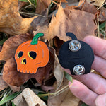halloween pumpkin skull enamel pin