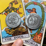 The Fool & The World Tarot Divination Coin