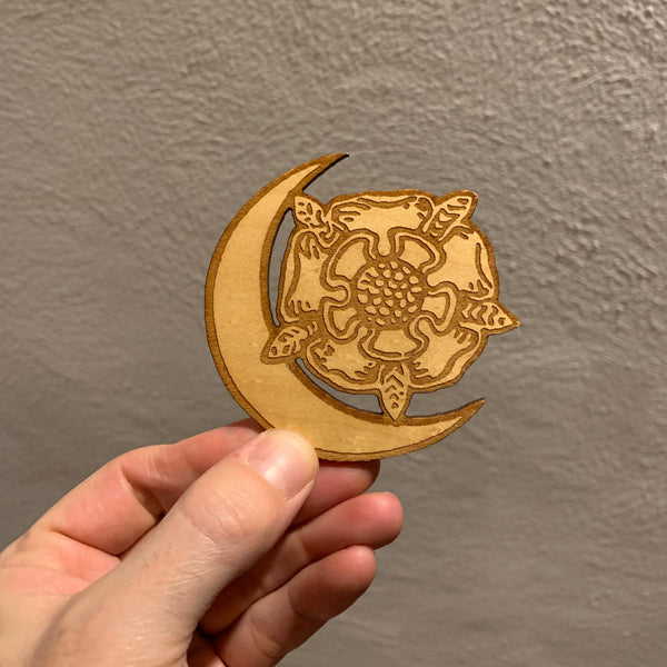 Wooden Tarot Magnet - Death Flower Moon