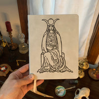 Hand Printed Grey Hard Cover Journal - The High Priestess