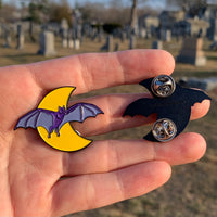 bat moon enamel pin